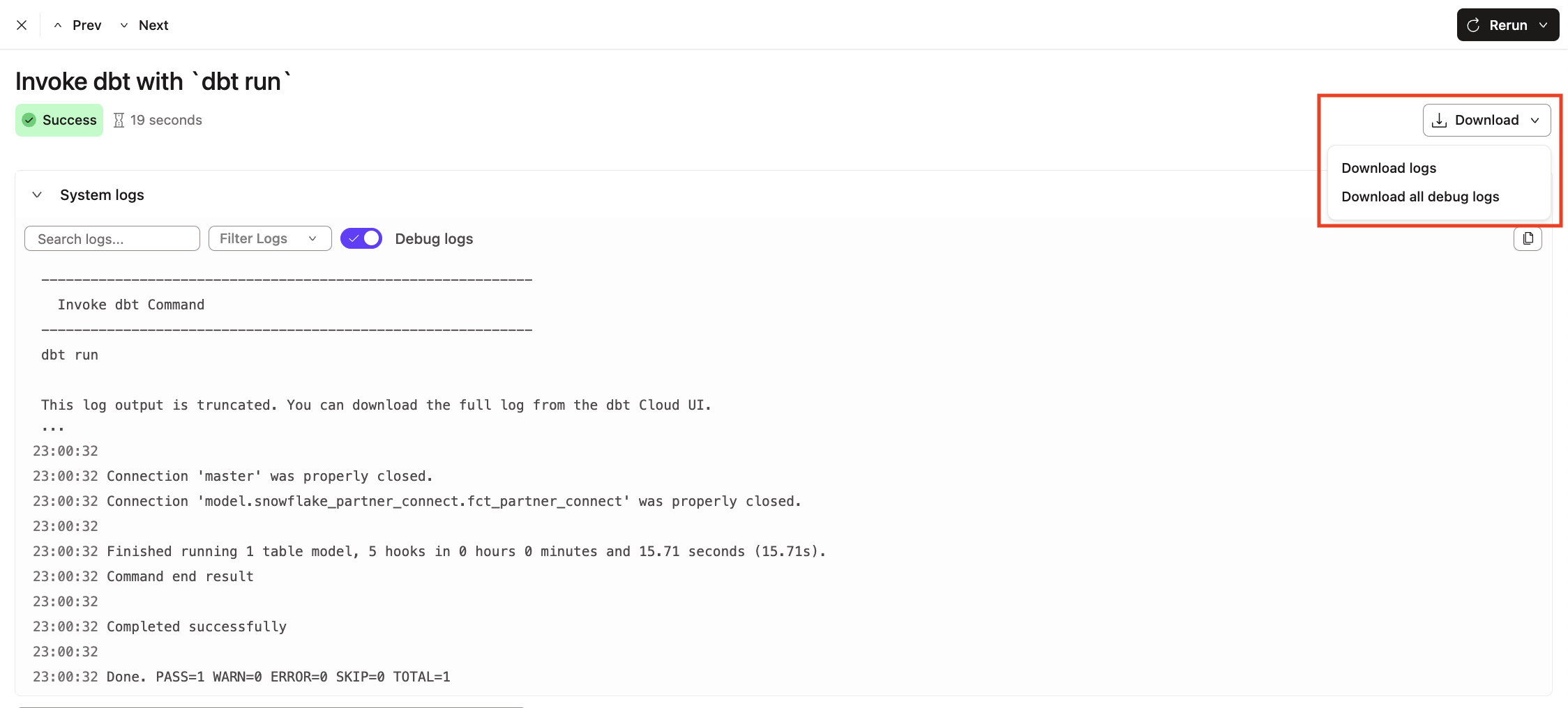 Download logs Download logs